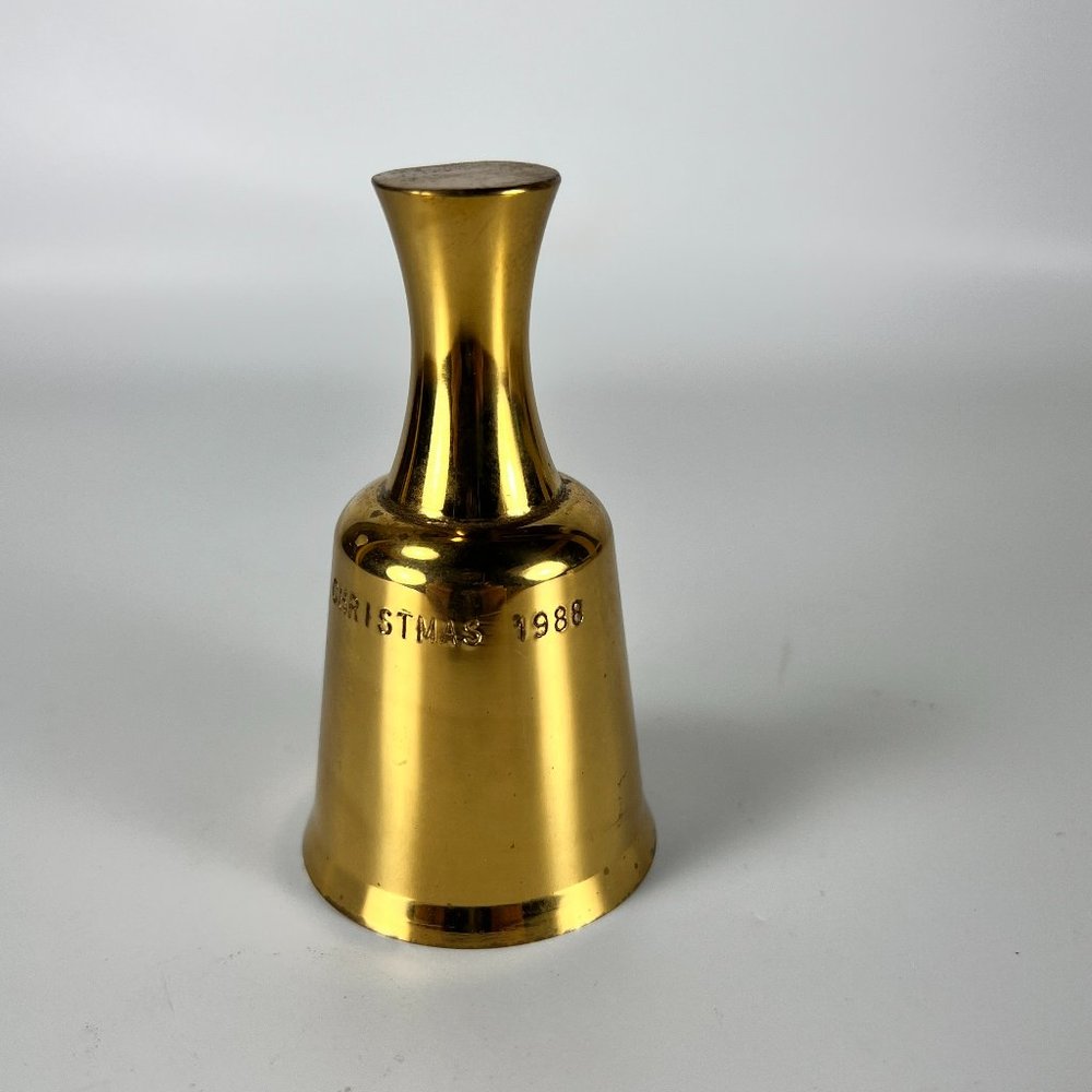 Vintage Christmas Bell Holidays Metal Brass Etched Collectible 80s